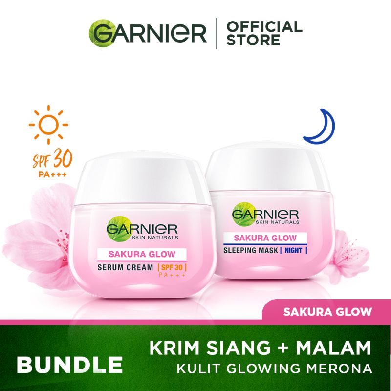 0Garnier Sakura Glow Kit Day &amp; Night Cream - Moisturizer Skincare Krim Siang Malam