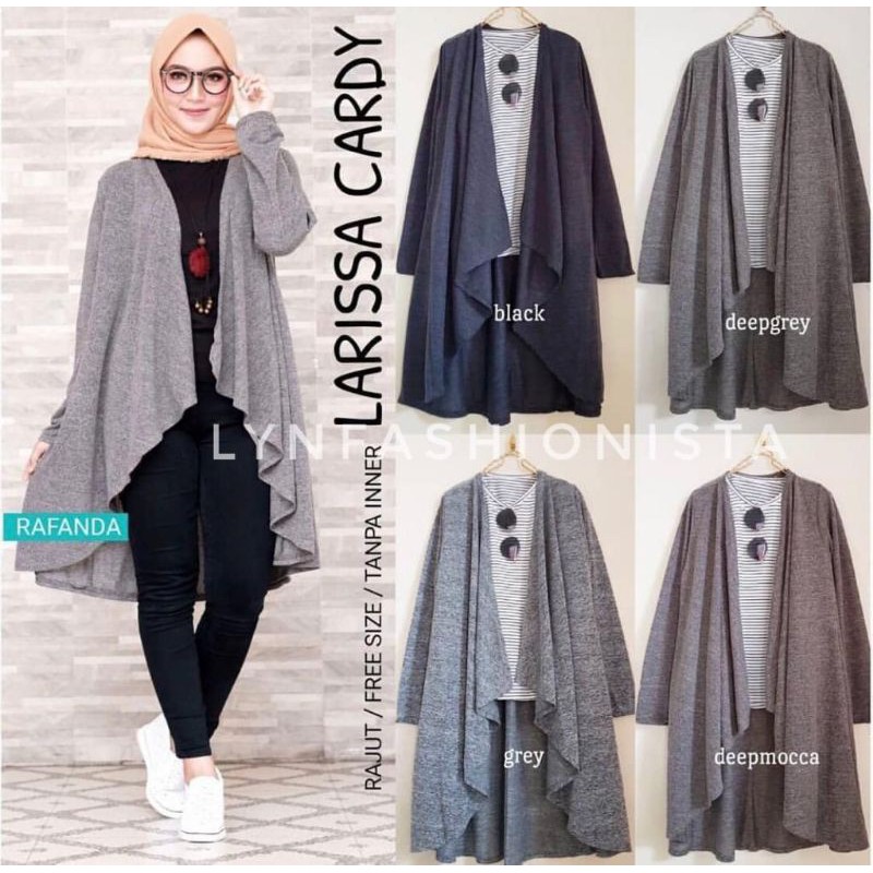 LYNFASHIONISTA-KARDIGAN WANITA MUSLIM RAJUT LAYER PREMIUM/LARISSA