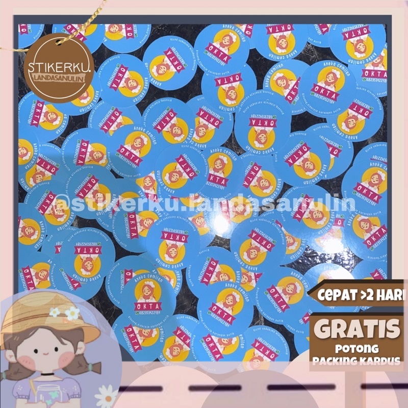 

(HNR)Cetak stiker label kemasan bulat glossy (60-105pcs)
