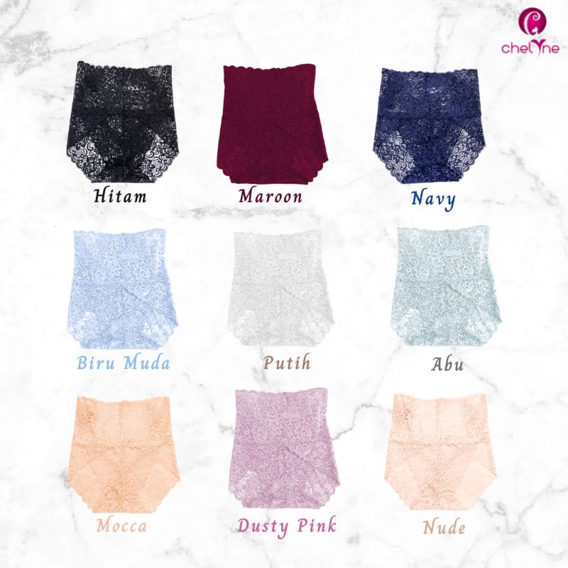 CD Brukat Highwaist Chelyne V260 M-XL Big Size Jumbo - Premium Full Lace