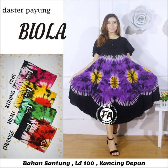 5 pc Daster  Payung Batik  Motif Jumputan  Leher Kancing 