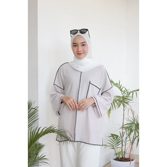 BUBA BASIC (Ld 120) - Atasan Blouse Polos Bahan Wafer Oversize