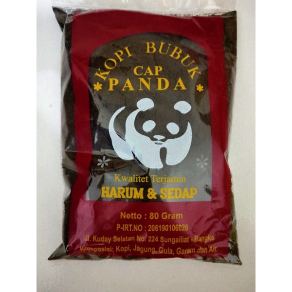 

Kopi bubuk cap Panda asli Bangka isi 80 gram/bungkus