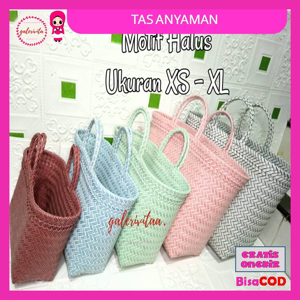 Anyam Plastik Motif Tas Anyam Plastik Motif Halus Ukuran XS S M L XL / Tas Belanja / Tas Anyaman / T