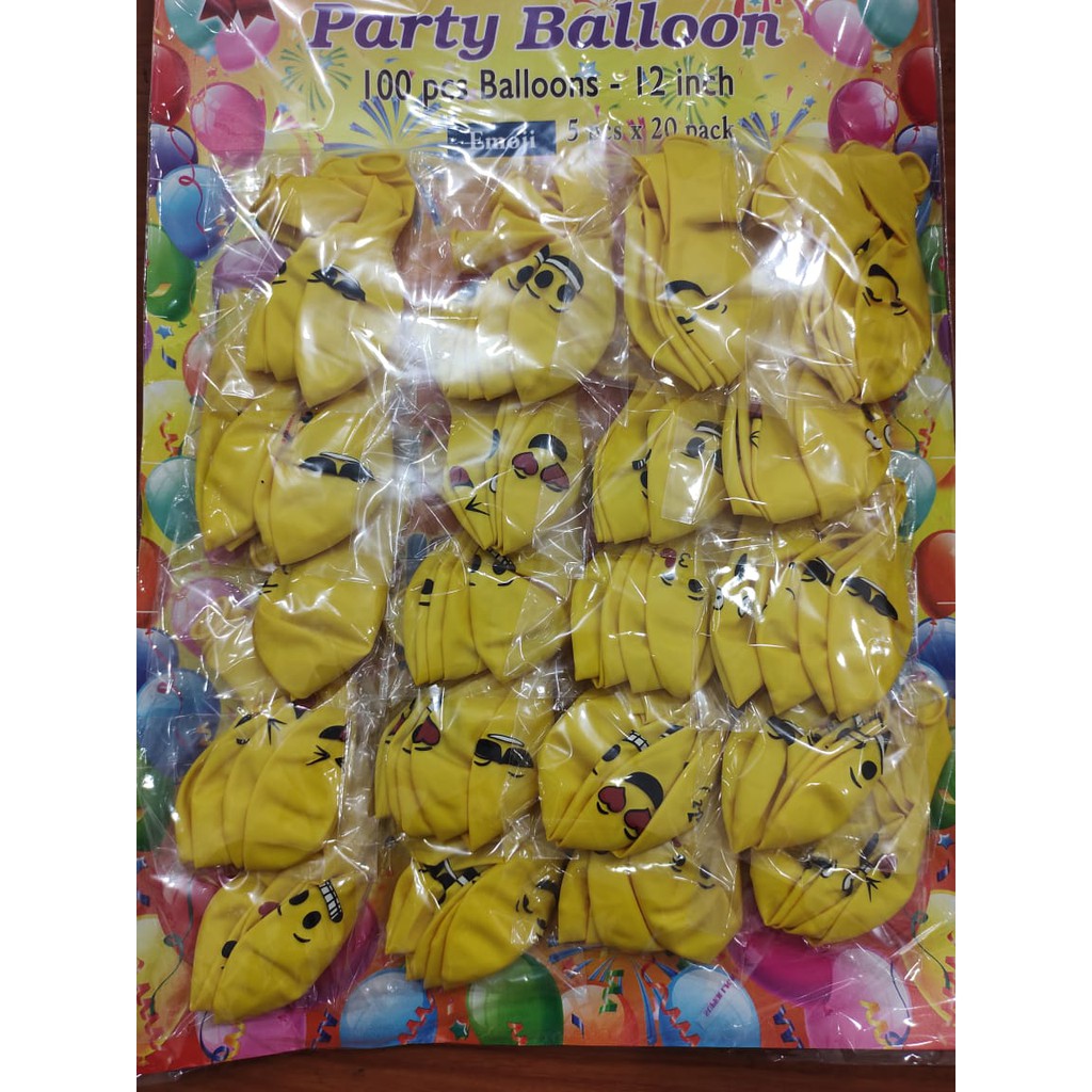 Balon Latex Emoji / Emoticon / Balon Emoji Renteng(renteng emoji kuning)