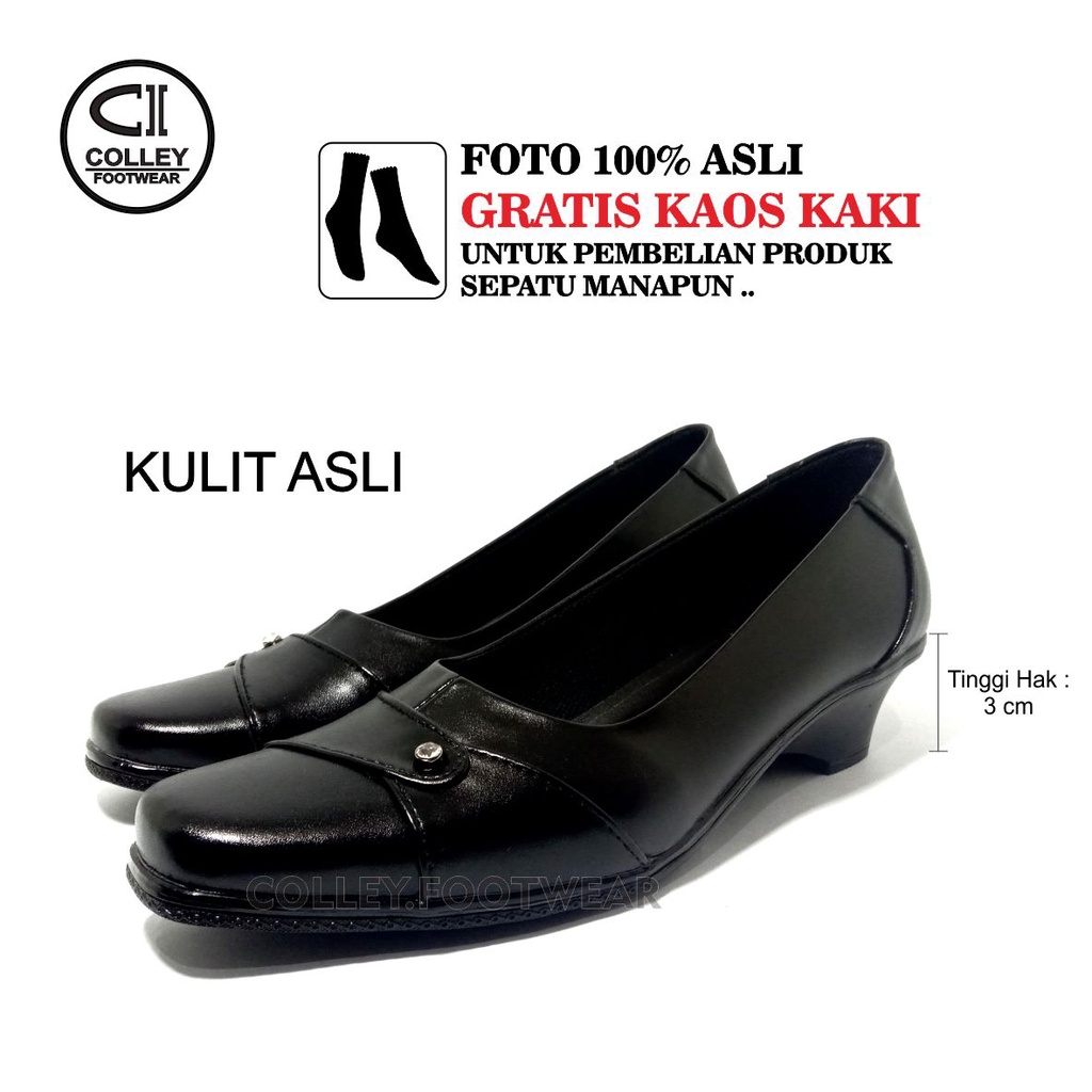 COD - Sepatu Pantofel Wanita 100% Kulit Asli / Ring / Formal / Kerja Kantor / CLY-PTL-034