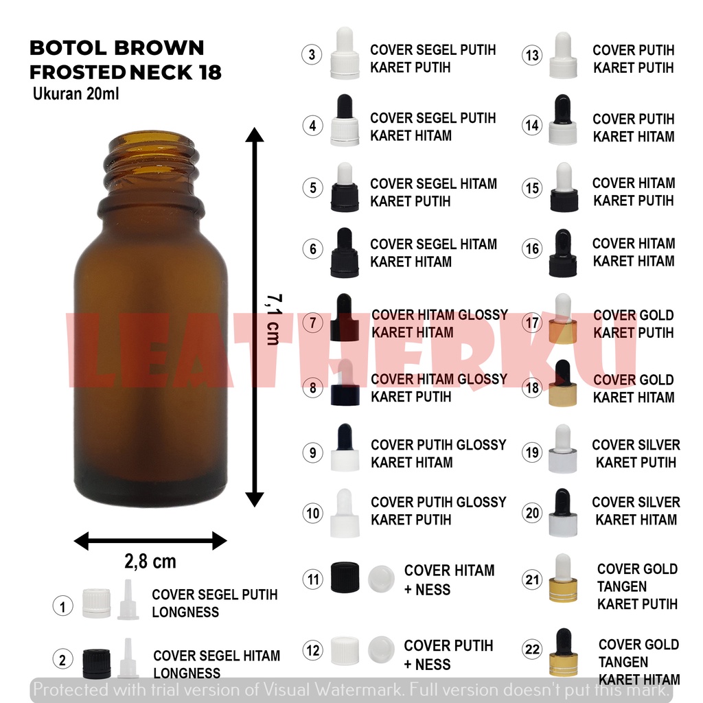 Botol Kaca Pipet Import 20 ML Brown Frosted