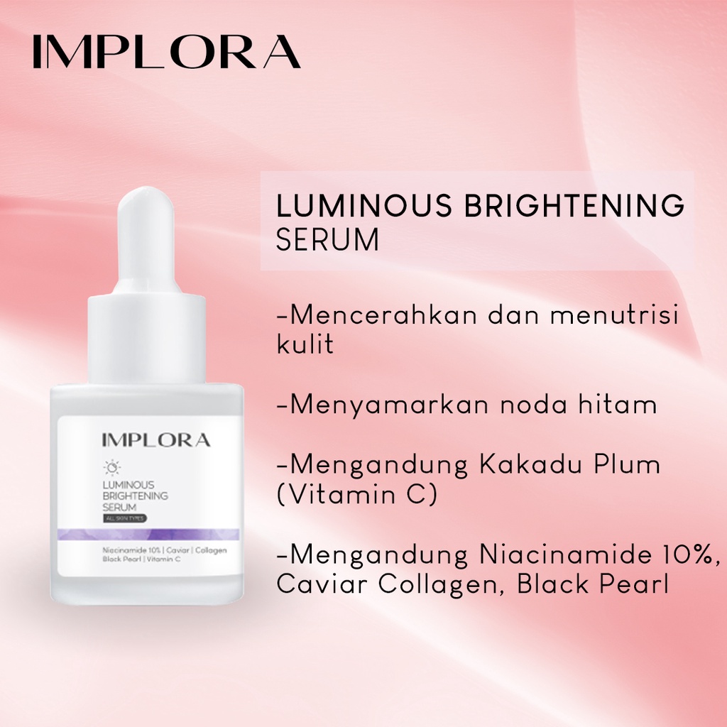 ❤ RATU ❤ Implora Sunscreen Spf 40 PA++++ | Face Serum Brightening | Acne | Peeling | Midnight | Gold | Bakuchiol | 1% Liporetinol | Hydrating | Serum Wajah Implora Ampoule