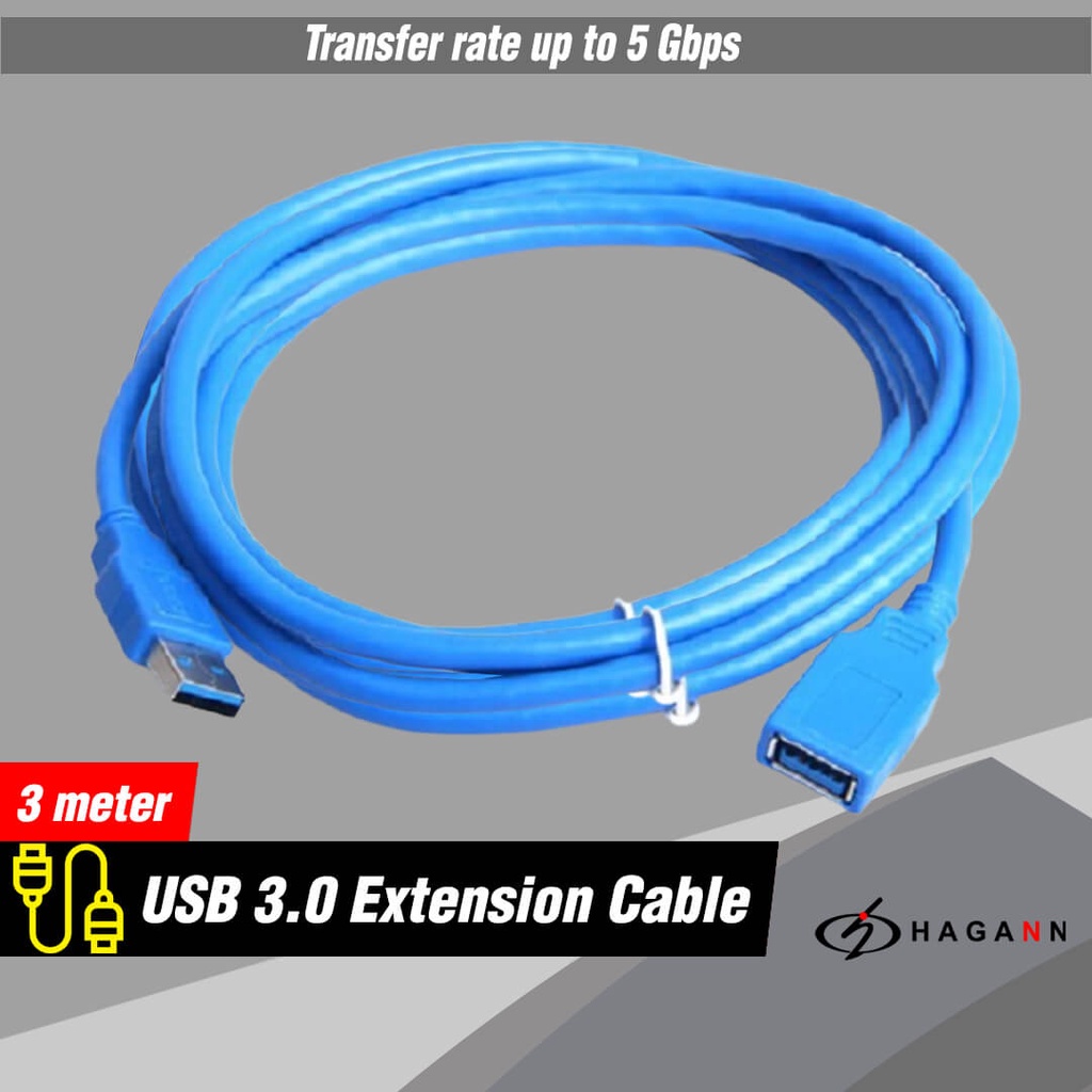 Kabel USB 3.0 Male to Female Extension Sambungan Perpanjangan 3M Cable 3 Meter Extention