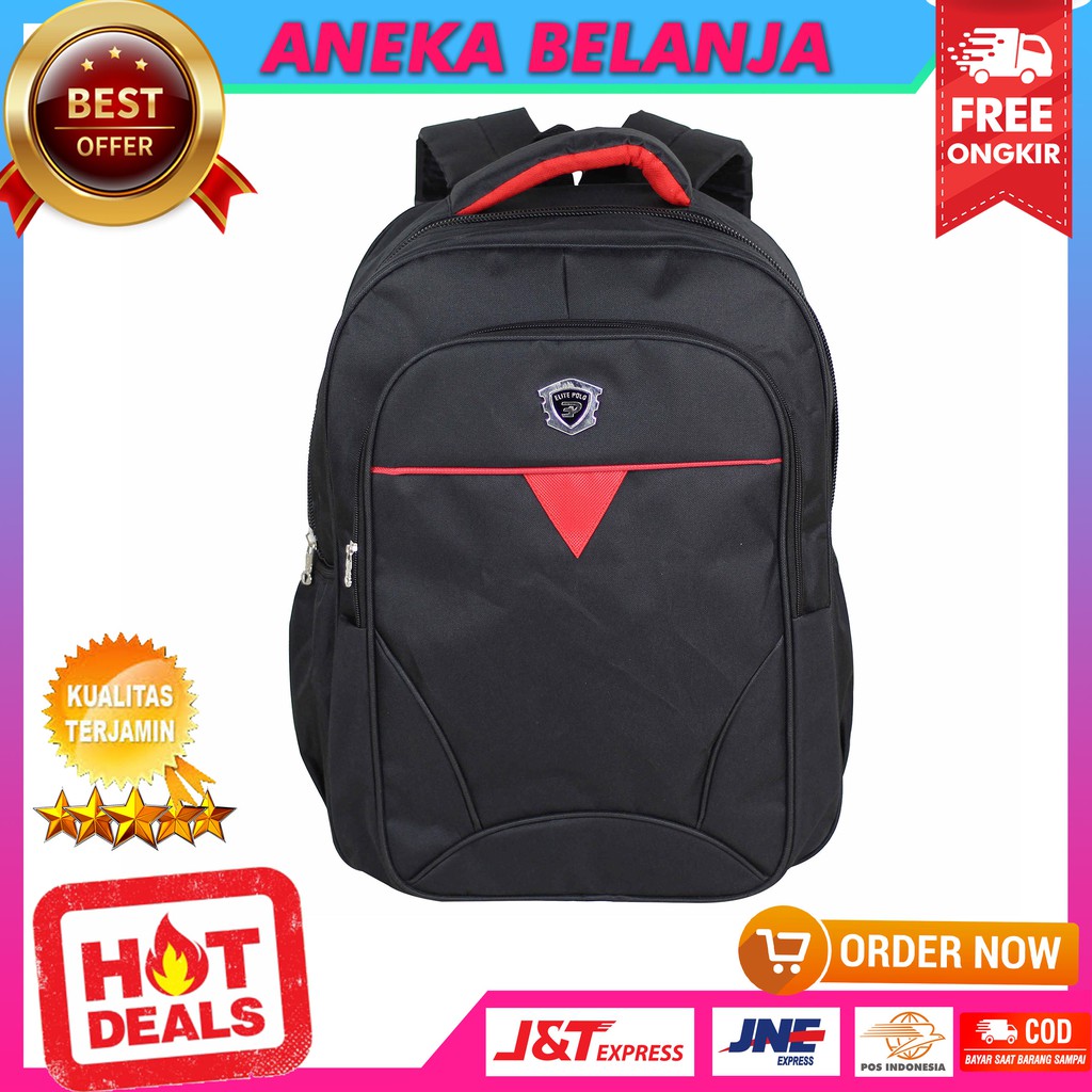 Ready Stock Backpack Multifungsi Khusus Cowok Model Polo Hitam Stylish Tas Sekolah Multifungsi Keren