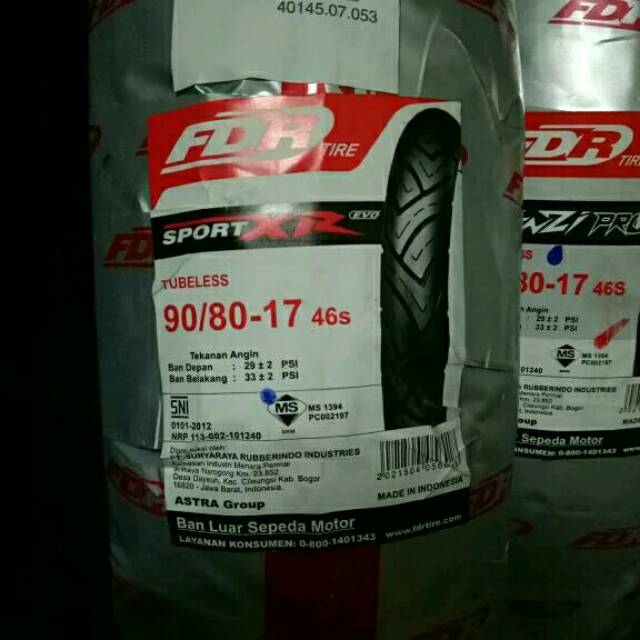 Paketan Ban FDR 90/80-17 SportXR & 120/70-17 SportXR Tubeless