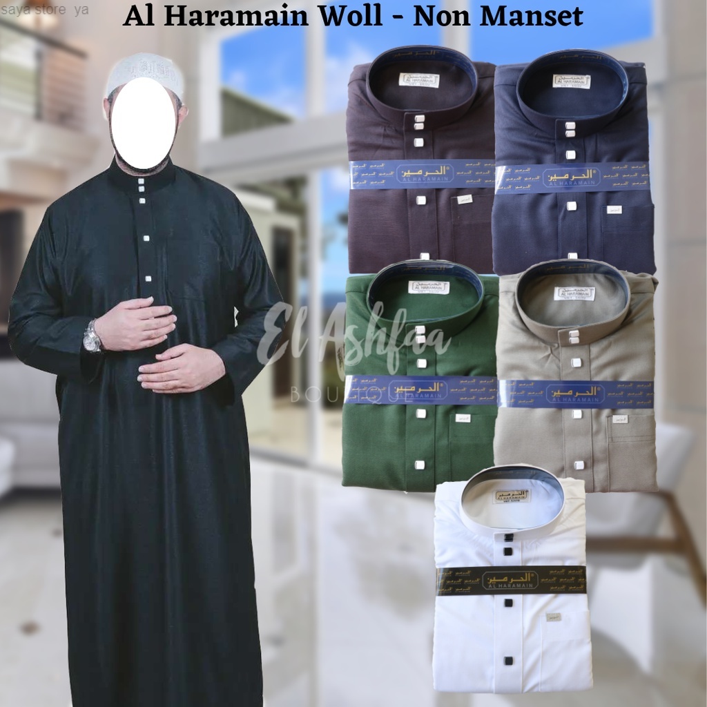 Jubah Saudi Haramain | Gamis Pria | Al Haramain Woll - Original VIET
