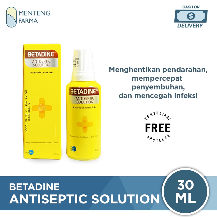 Betadine 30 mL - Antiseptik untuk Luka Lecet, Luka Jatuh, Luka Gores