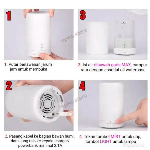 Tabung Ajaib Pelembab Ruangan Aroma Terapi / Lampu Tidur RGB Humidifier