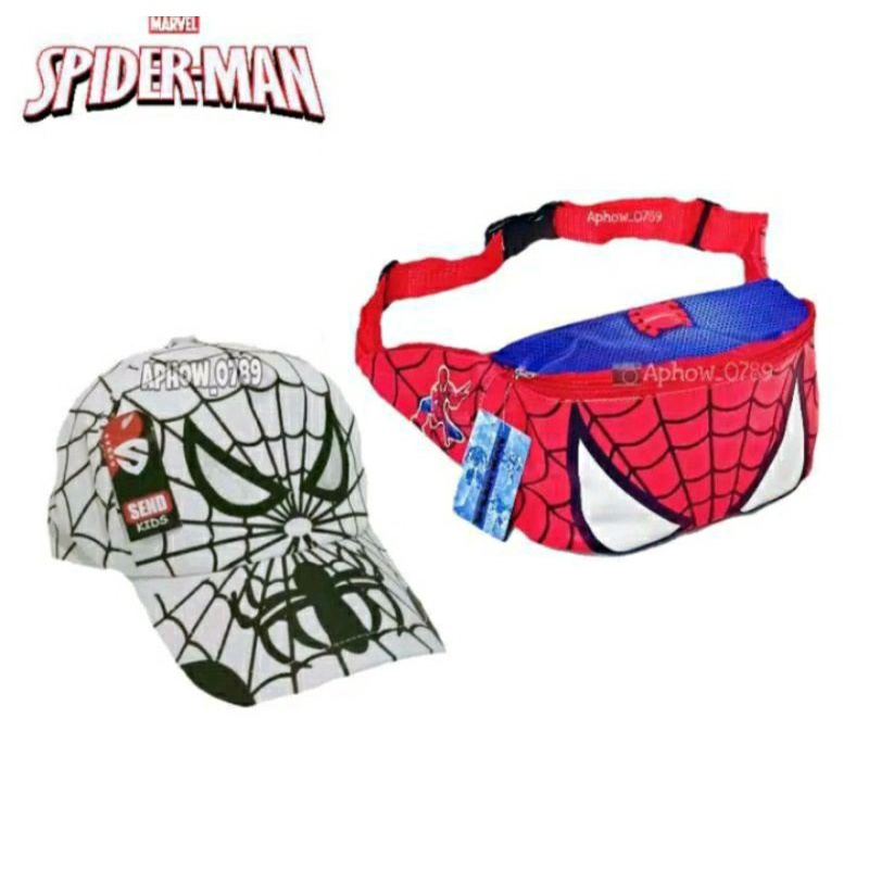 Tas SLempang 2in1 Waistbag Spiderman motif jaring