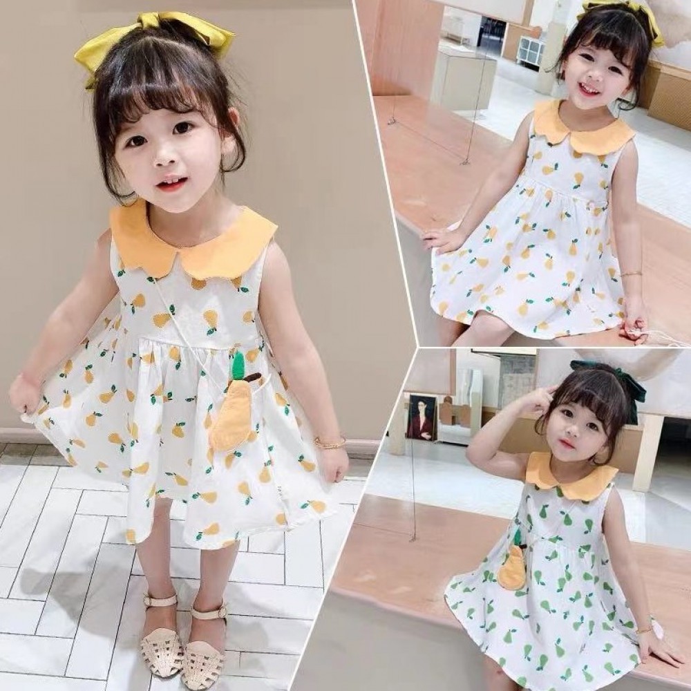 Promo !! Dress anak LS dress pear so nice import uk 1-4th (putih) (inclued tas selama persediaan masih ada)