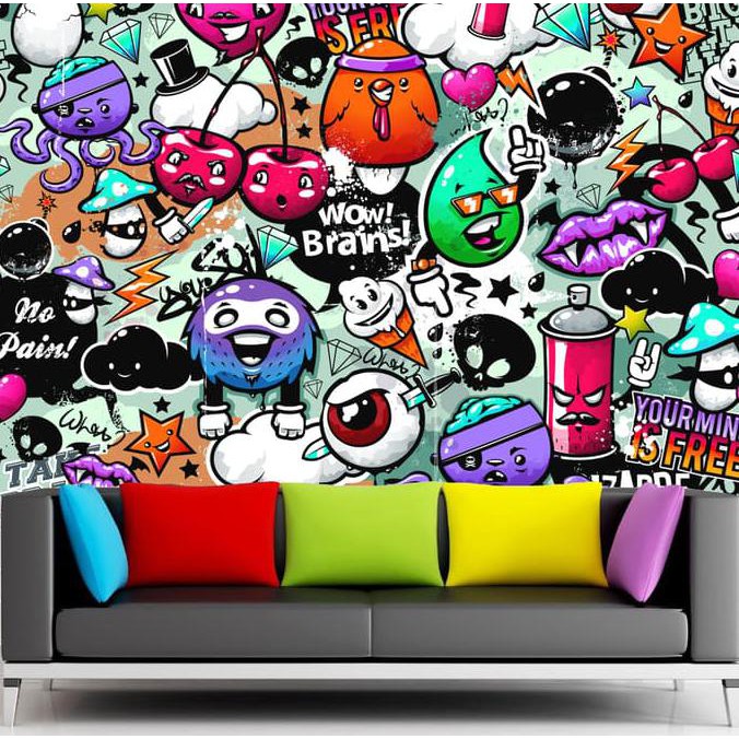 Wallpaper Dinding Custom Motif Grafiti Mudikulo.Com1