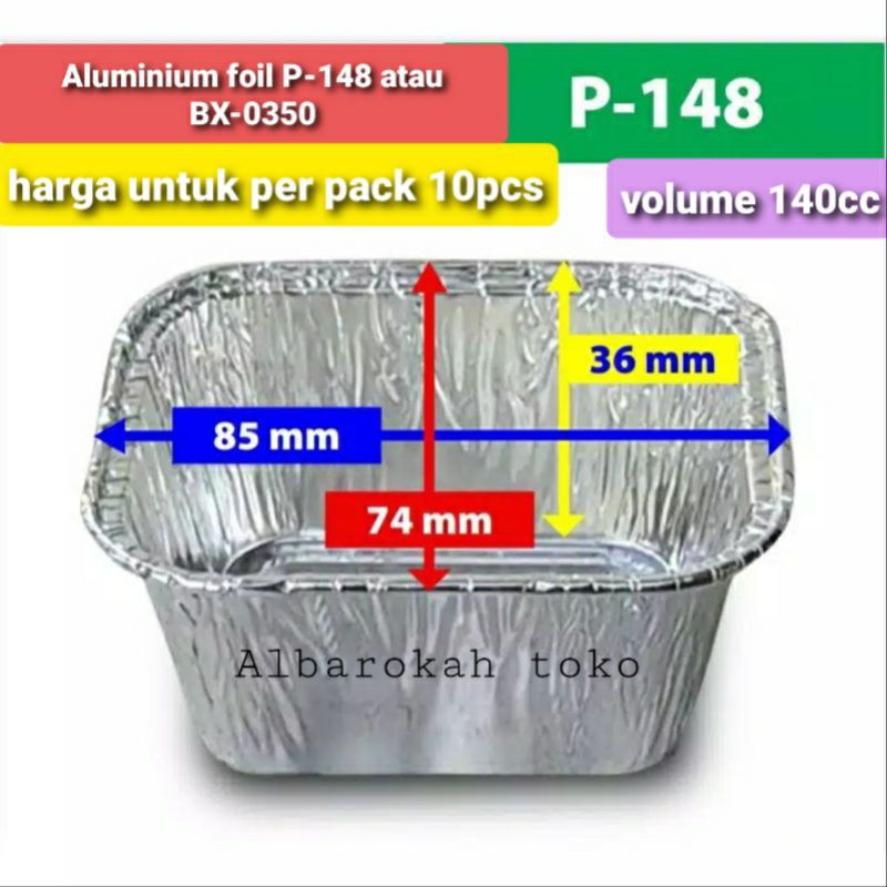 wadah aluminium foil P-148 / loyang aluminium foil 7x8cm / aluminium untk macaroni atau lasagna mini