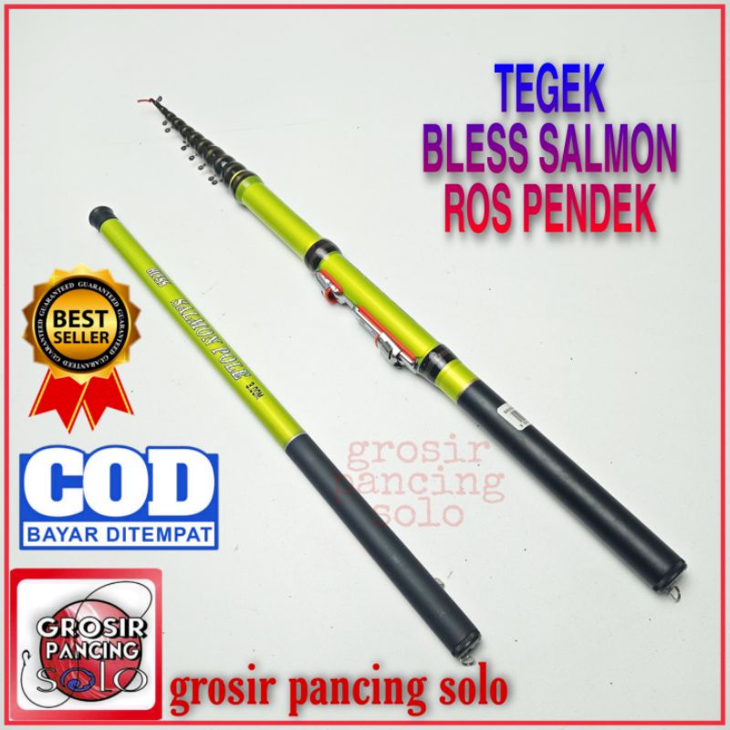 joran pancing tegek set kolong bless salmon 180 210 240 270 300 360 450 cm ros pendek