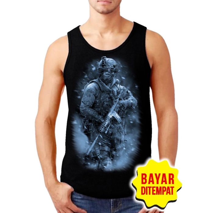 SINGLET LEKBONG (TENTARA)/SINGLET PRIA/LEKBONG GYM/KAOS DALAM PRIA - HITAM, M