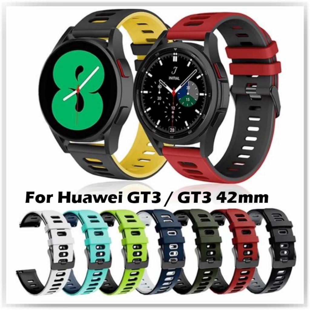 STRAP TALI JAM TANGAN - FOR HUAWEI WATCH GT3 / GT 3 42MM - STYLE TWOTONE 20MM SILICONE RUBBER