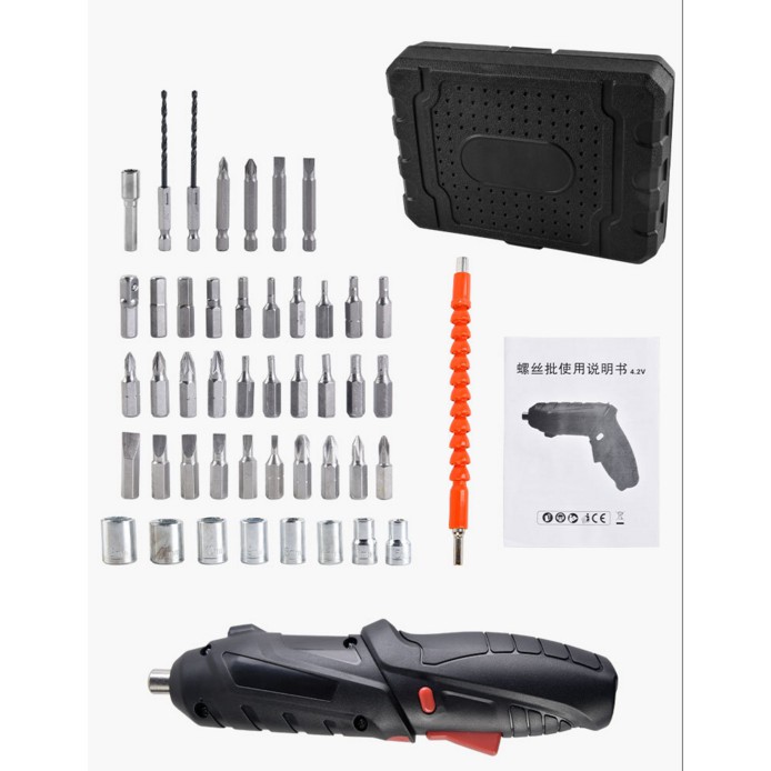 48pcs / 4.8V Mesin Bor Tanpa Kabel Set Aksesoris Obeng Listrik 48 Buah Set Cordless Drill Pengeboran Set- Yukido