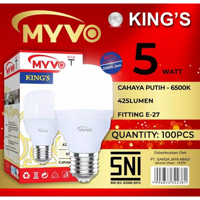 Lampu Led MYVO KING 5 WATT / LAMPU BERKUALITAS sudah Pasti Terang