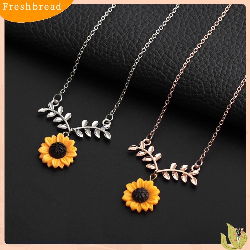 【Fresh】❀Cute Sunflower Leaves Pendant Ear Studs Earrings Necklace Women Jewelry Set Gift