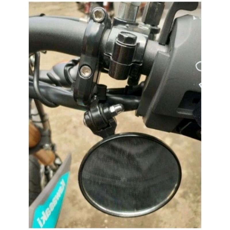 Spion jepit stang bulat KLX-CRF 150-WR 155 supermoto VND/Kaca bening/Spion New Bulat VND Universal Motor New