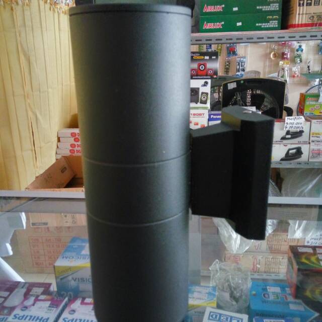 Lampu hias antik pilar tiang dinding dekorasi model 2 lampu warna hitam