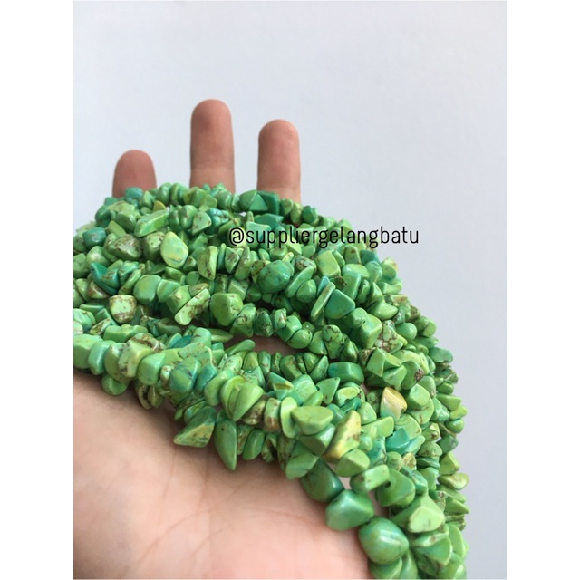 kerikil kerang mix GREEN CARNELIAN 1cm bahan gelang kalung akik hijau