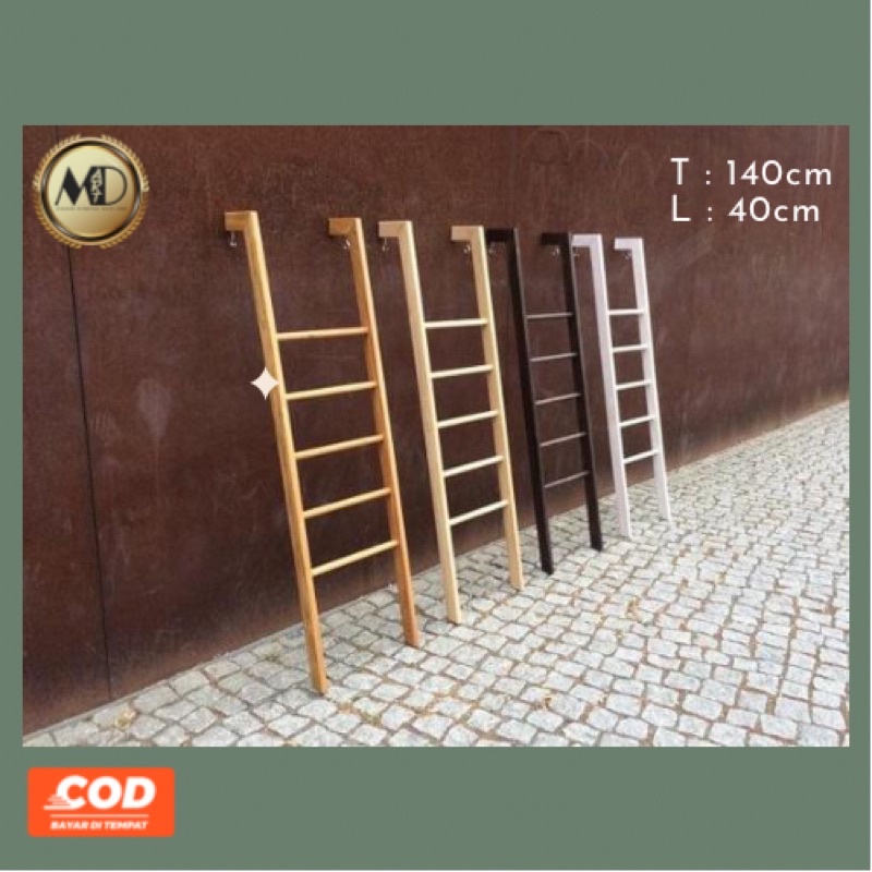 Rak tangga kayu Rak handuk tangga Rak mukenah tangga Rak kayu ( 18 )