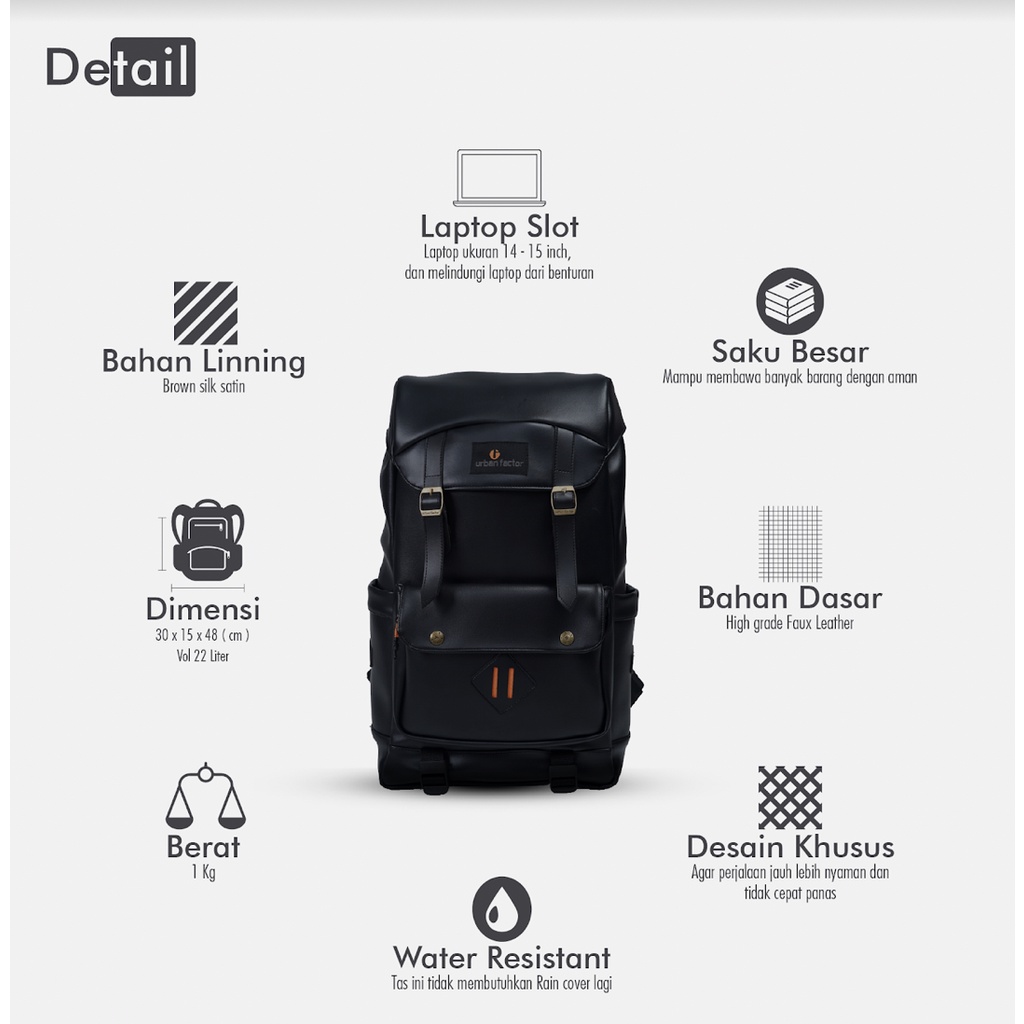 VANGUARD BLACK | MNM X URBAN | Tas Ransel Backpack Pria Wanita Tas Punggung Original