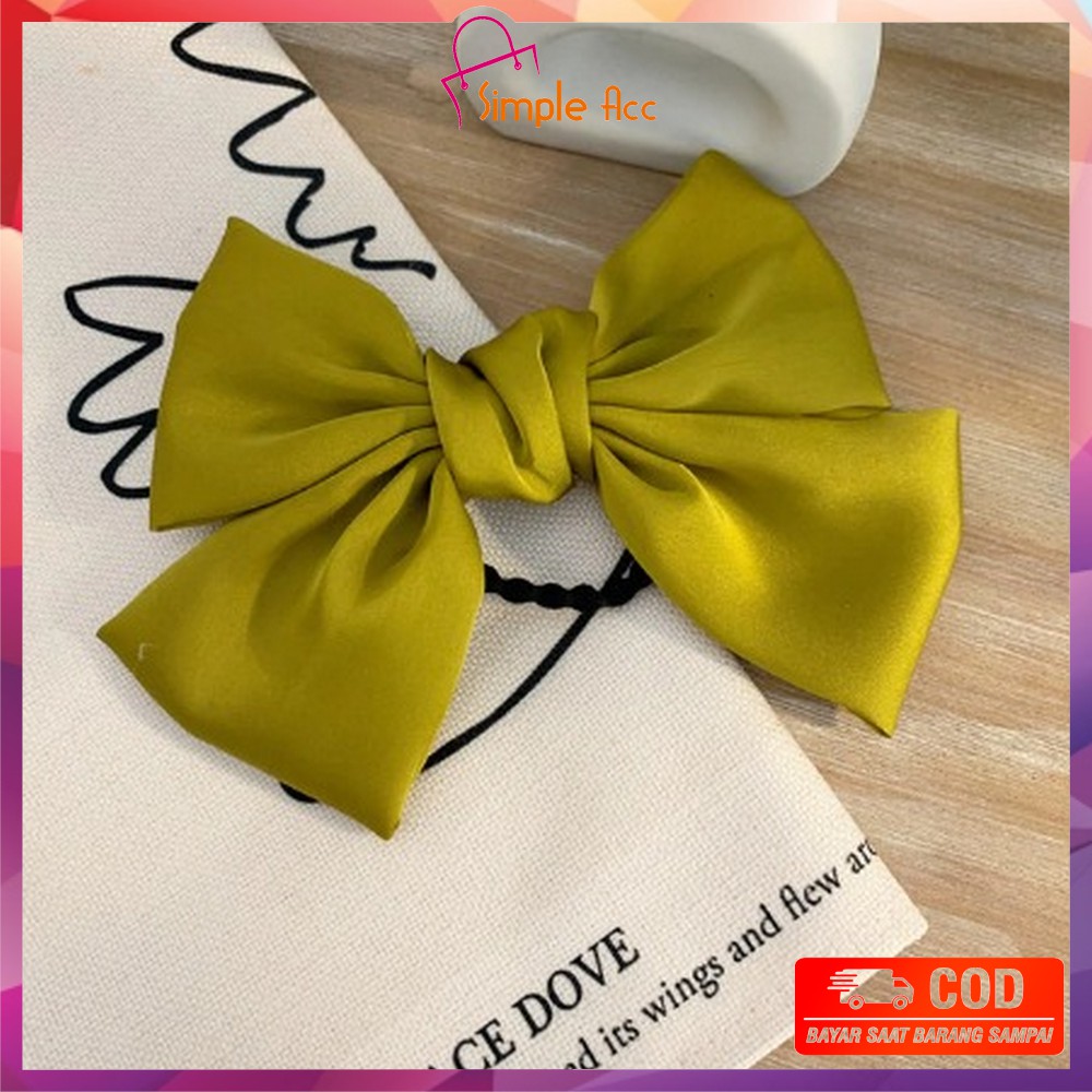 ~COD~DO-C160 Ikat Rambut Pita Besar Kuncir Rambut Hairband Aksesoris Wanita Kunciran Rambut Korea-PITA HIJAU LIME
