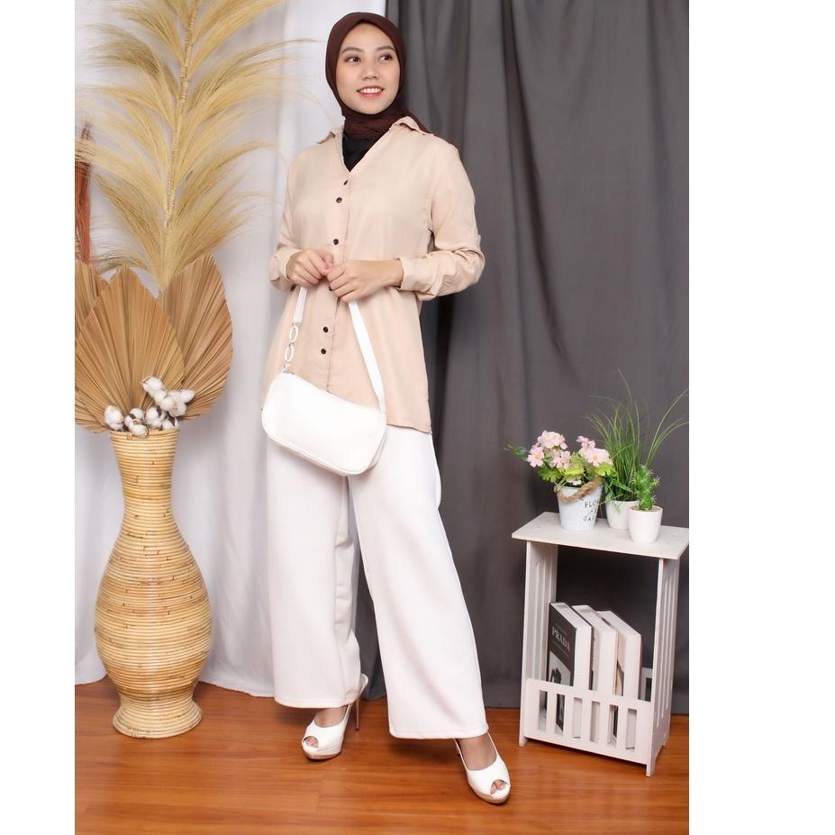 (READY) Blose Atasan Wanita Lengan Panjang Korean Style Blouse Kemeja Putih Wanita