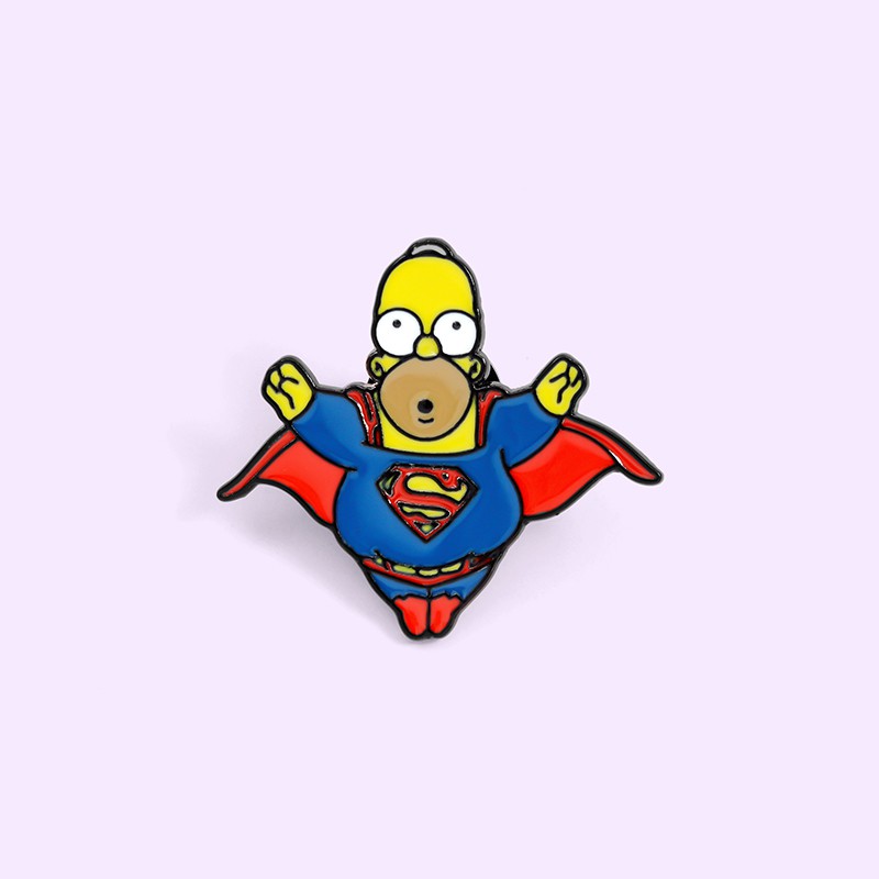 Bros Pin Enamel Desain Kartun Simpson Superman Untuk Kerah Pakaian