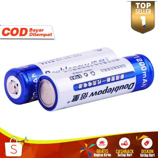 Batu Baterai Alkaline Rechargeable AA 1200mAh 2pcs BA03 Batrai Alkalin Murah Batre Doublepow