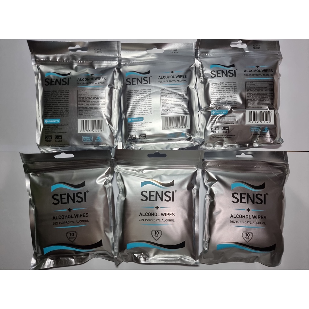 Sensi Alcohol Wipes 70% Isopropyl Alcohol / Tisu Basah Alkohol isi 10