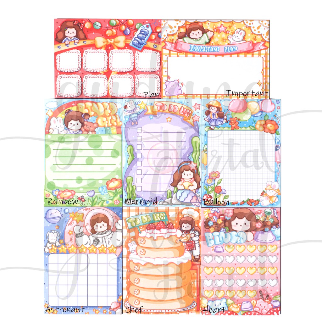 

Memo Colorfull Cute Girl Planner Memopad Cewek Imut DIY Scrapbook GCC 301381