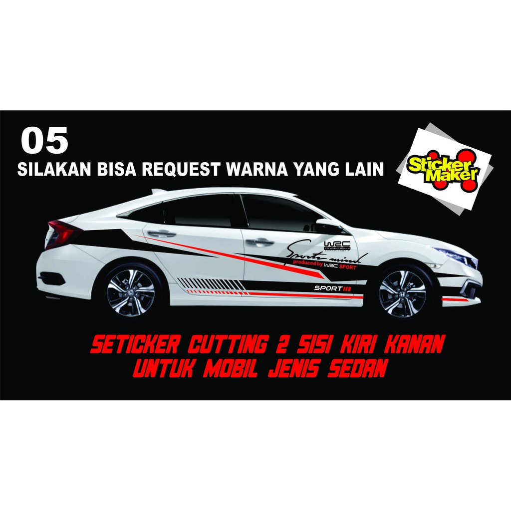 stiker list body samping mobil sedan innova,corolla,hyundai,bmw,honda civic.1set kanan kiri. code 05