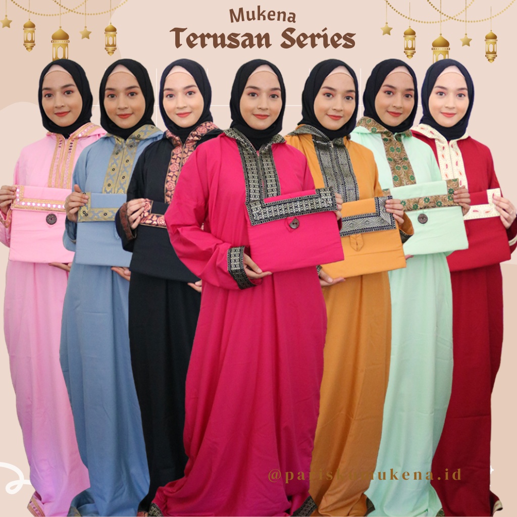 Mukena Mukenah Mungkena Terusan Wanita Dewasa Terbaru Bahan Adem Premium Mewah Elegan Hoodie Series