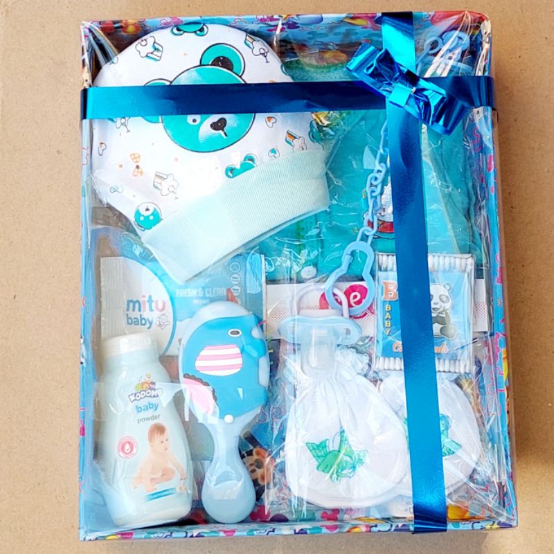 Hampers Perlengkapan Bayi baru Lahir set Topi Empeng Sisir Baju Bedak sarung tangan Kaki