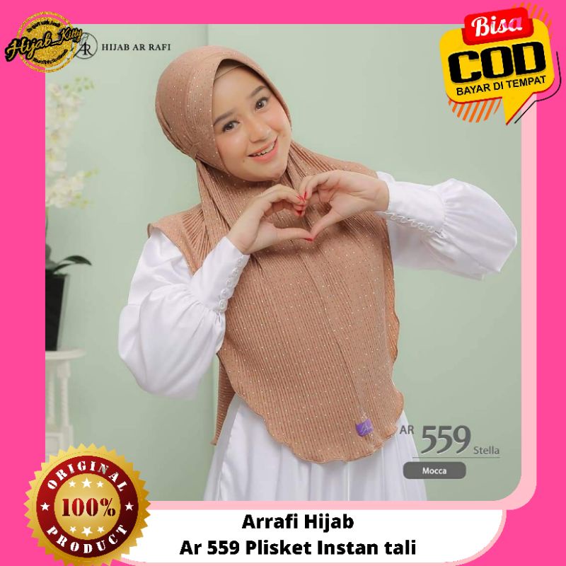 Jilbab Hijab Kerudung Bergo Tali Motif Plisket Instan Arrafi Terbaru Terlaris bisa COD