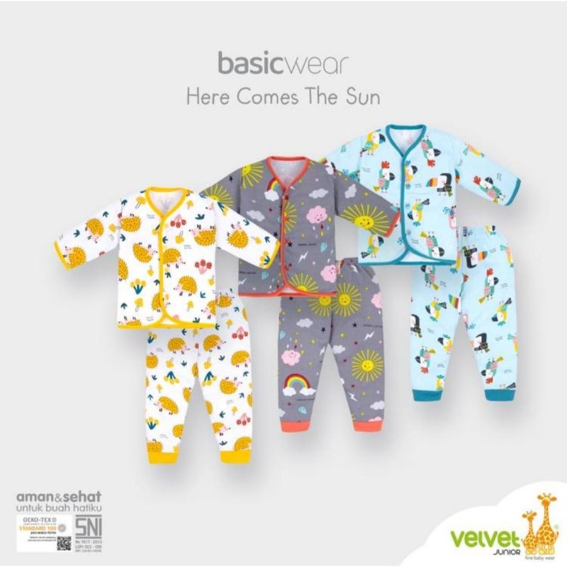 VELVET JUNIOR 3 STEL BAJU LENGAN PANJANG KANCING DEPAN - CELANA PANJANG