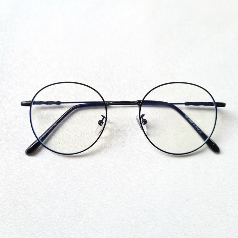 Frame Kacamata + Lensa Round Metal Black