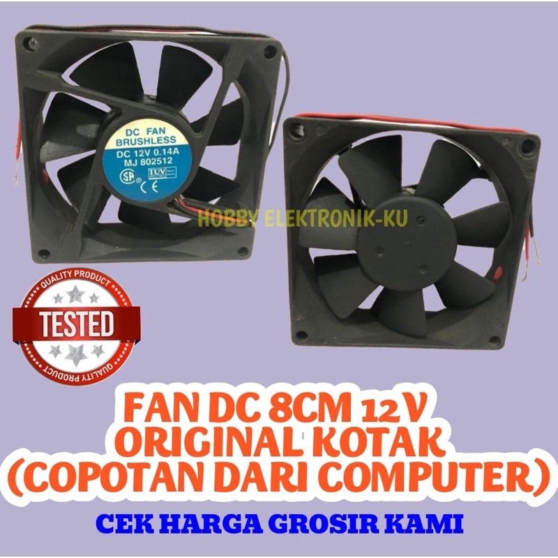 FAN DC 8CM 12V ORIGINAL TAIWAN KOTAK COPOTAN DARI COMPUTER