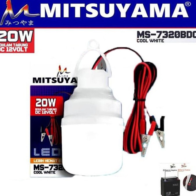 Lampu Emergency Mitsuyama 20 Watt MS-7320BDC Bohlam AKI LED DC 12 Volt Kabel Panjang 1.5 Meter Original