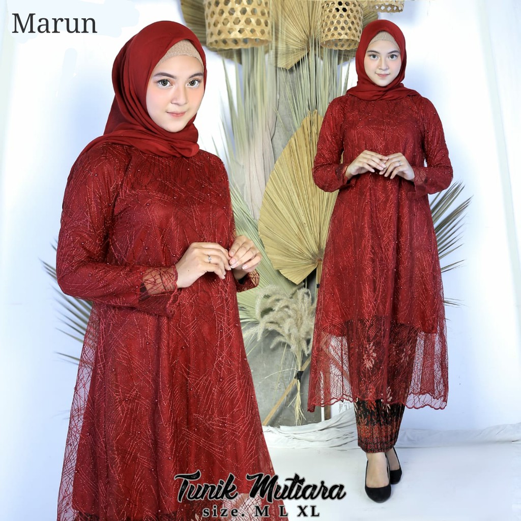 PROMO SET TUNIK TULLE MUTIARA BORDIR / SET TUNIK TULLE MUTIARA BORDIR