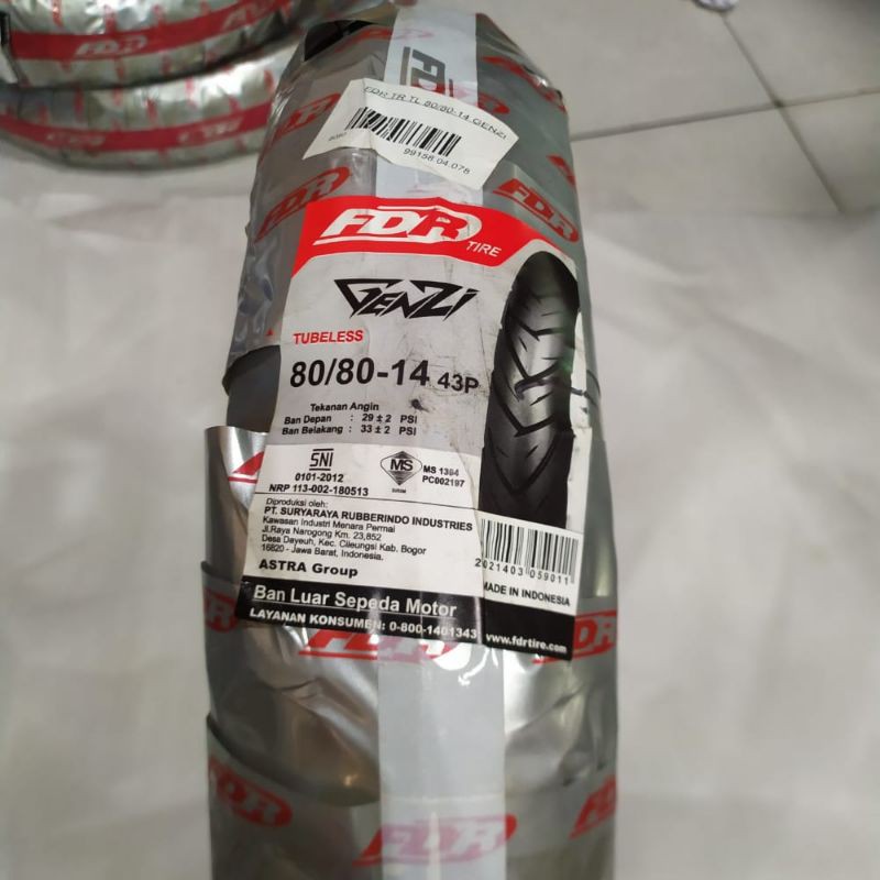 Ban Luar FDR 80/80-14 Genzi Tubeless