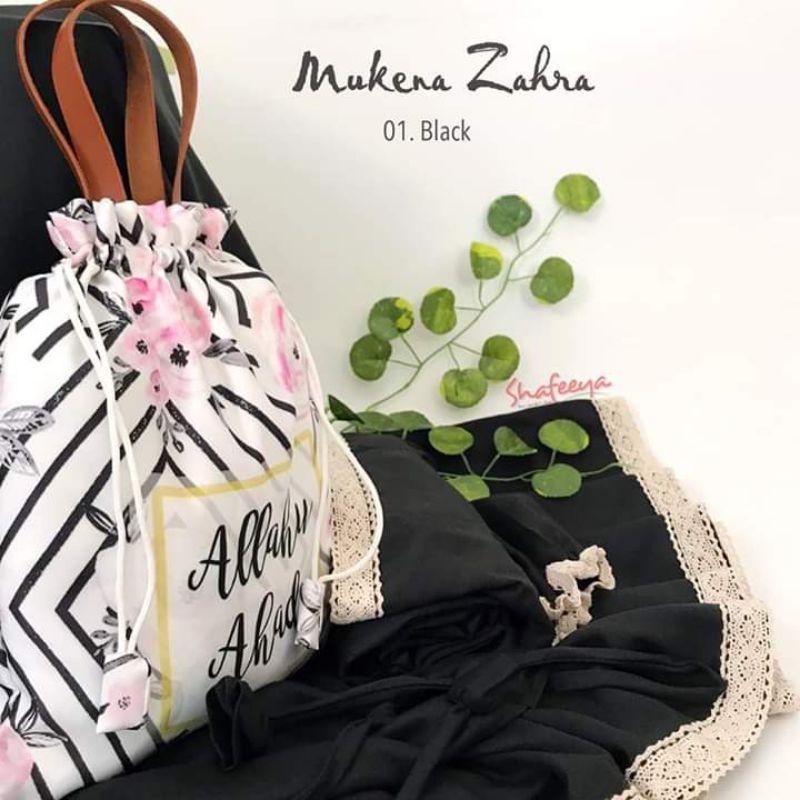 Mukena Jumbo Premium Zahra by Shafeeya/Mukena Rayon Twill Premium/mukena hitam polos jumbo